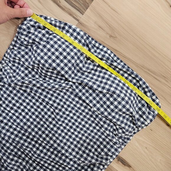 J. Crew Navy Ruched Checkered Bandeau One Piece Gingham Blue Swimsuit White 12 - Picture 11 of 11